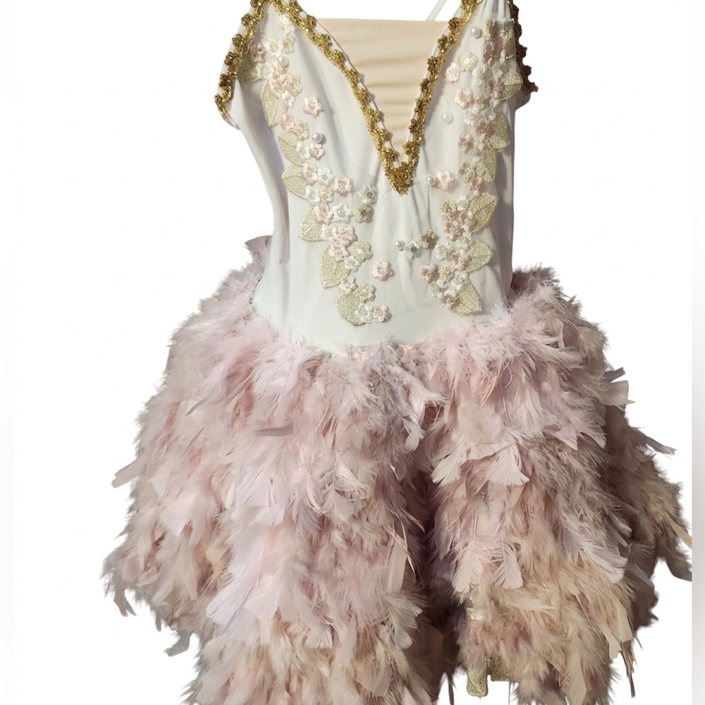 Elegant Pink Feathered Kids Dress